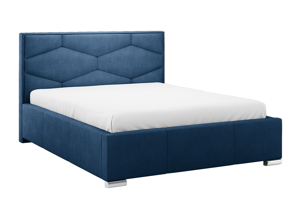 Čalouněná postel do ložnice 160x200 tmavě modrý velur