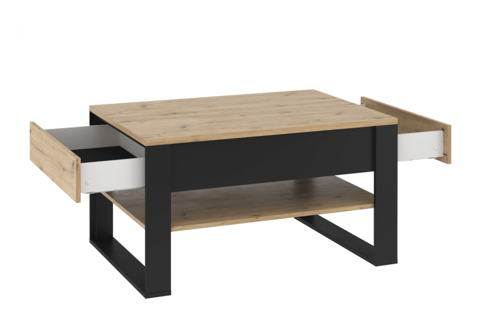 HURICO Konferenční stolek loft řemeslný dub/černý - obrázek 2