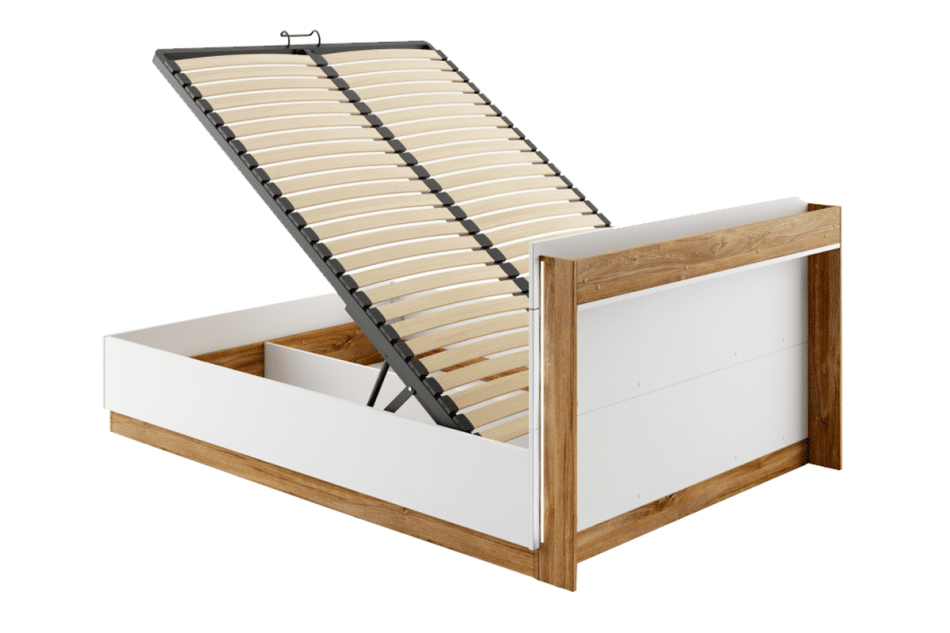 CALIBO Rám postele s roštem 160x200 bílá/dub stirling - obrázek 2