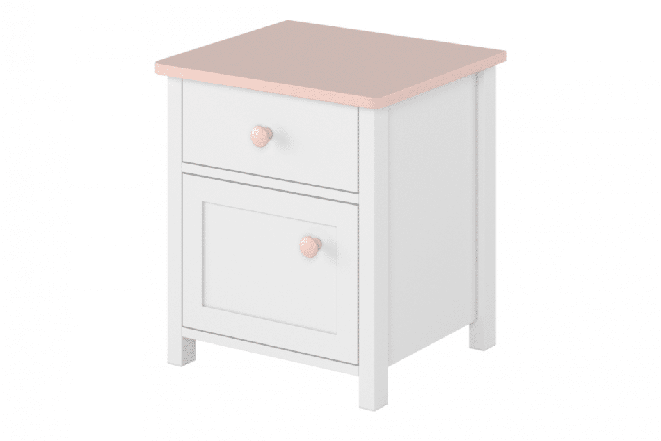 GIGLU Bílý noční stolek pro dívku bílá/růžová - obrázek 0