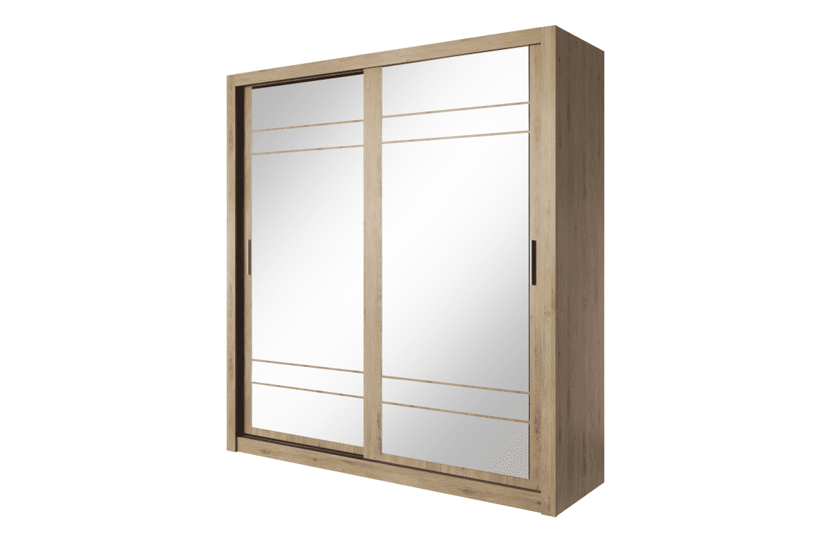 Prostorná dvoudveřová šatní skříň se zrcadlem dub sonoma