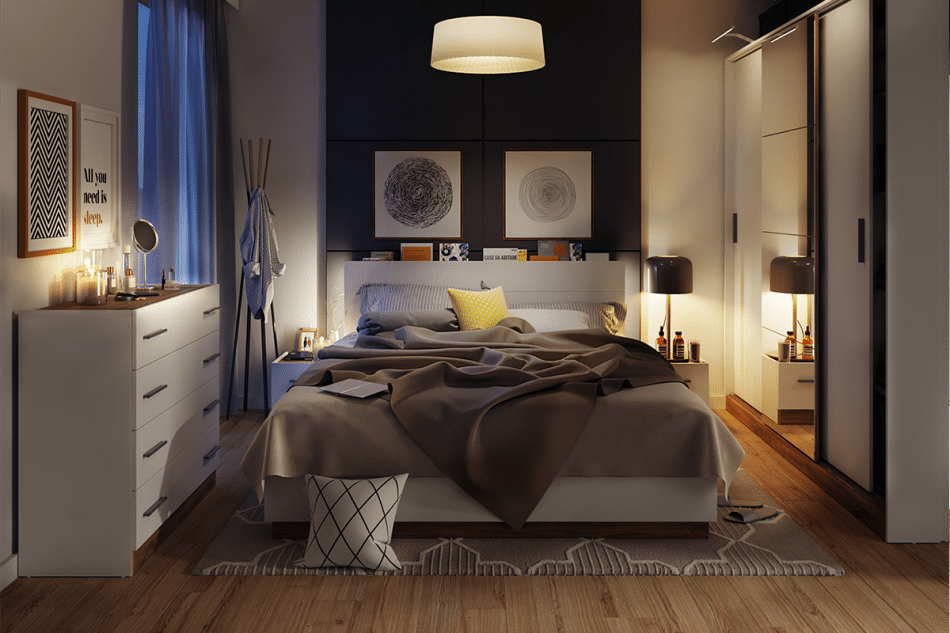 CALIBO Rám postele s roštem 160x200 bílá/dub stirling - obrázek 1