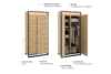 HURICO Dvoudveřová šatní skříň loft řemeslný dub/černý - obrázek 9