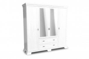IMPERIO, https://konsimo.cz/kolekce/imperio/ Bílá čtyřdveřová šatní skříň se zrcadlem bílý - obrázek