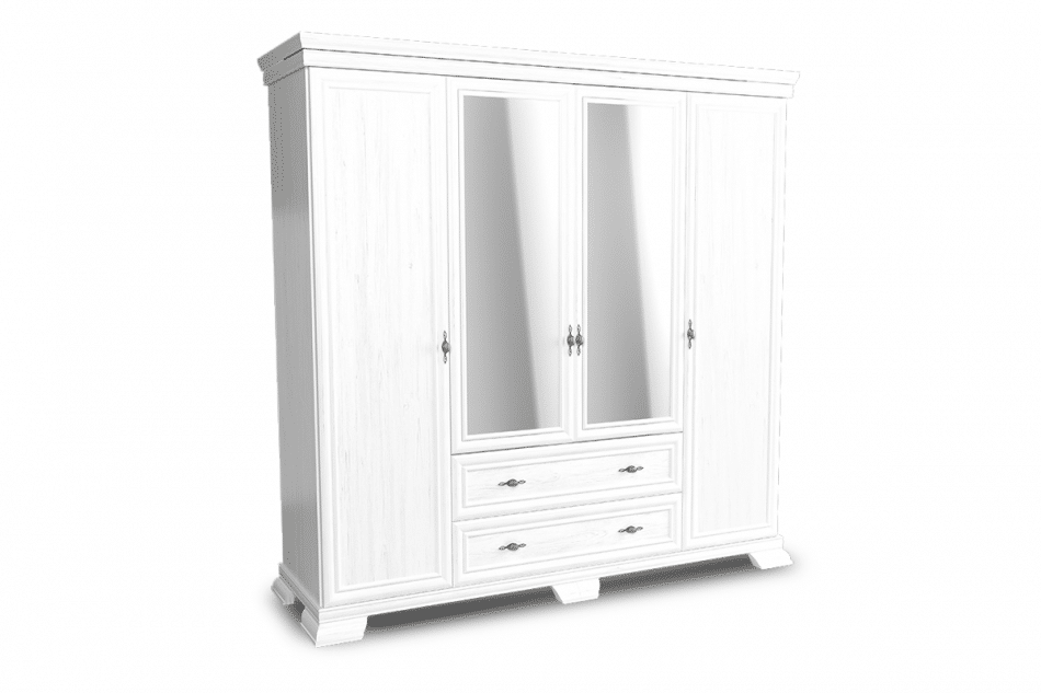 IMPERIO Bílá čtyřdveřová šatní skříň se zrcadlem bílý - obrázek 0