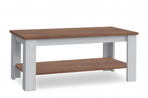 LEMAS, https://konsimo.cz/kolekce/lemas/ Bílý konferenční stolek v provensálském stylu bílý/tmavý dub - obrázek