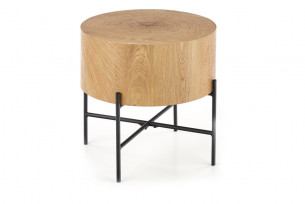 BERGLI, https://konsimo.cz/kolekce/bergli/ Kulatý konferenční stolek na kovovém rámu přírodní dub/černá - obrázek