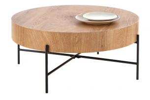 BERGLI, https://konsimo.cz/kolekce/bergli/ Nízký konferenční stolek na kovovém rámu přírodní dub/černá - obrázek