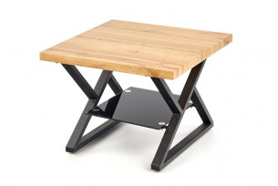 ZEA, https://konsimo.cz/kolekce/zea/ Čtvercový konferenční stolek s policí přírodní dub/černá - obrázek