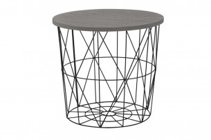 LIDO, https://konsimo.cz/kolekce/lido/ Drátěný konferenční stolek s šedou deskou šedá/černá - obrázek