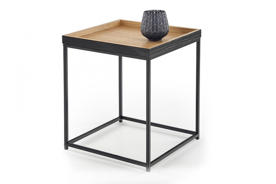 RALO Malý čtvercový konferenční stolek přírodní dub/černá - obrázek