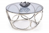 ELBOS Velký kulatý konferenční stolek na ocelovém rámu se skleněnou deskou čirý/stříbrný - obrázek 3
