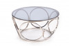 ELBOS Velký kulatý konferenční stolek na ocelovém rámu se skleněnou deskou čirý/stříbrný - obrázek 5