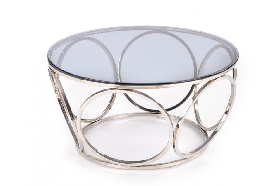 ELBOS Velký kulatý konferenční stolek na ocelovém rámu se skleněnou deskou čirý/stříbrný - obrázek 4