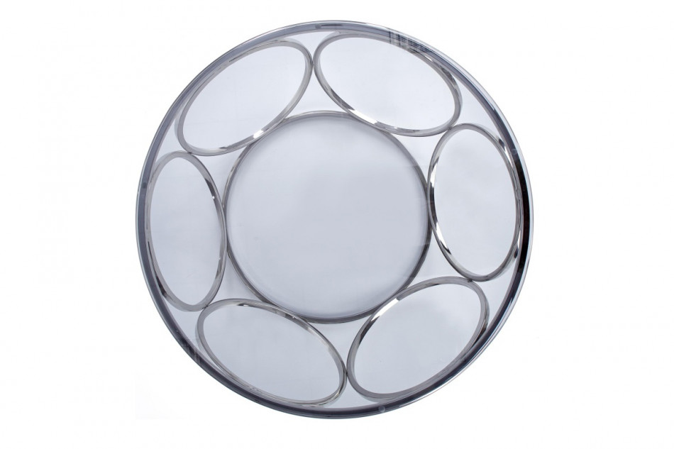 ELBOS Velký kulatý konferenční stolek na ocelovém rámu se skleněnou deskou čirý/stříbrný - obrázek 1