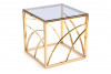 EQUS Konferenční čtvercový stolek na zlatém rámu a skleněnou deskou čirý/zlatý - obrázek 1