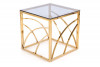 EQUS Konferenční čtvercový stolek na zlatém rámu a skleněnou deskou čirý/zlatý - obrázek 5