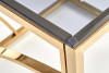 EQUS Konferenční čtvercový stolek na zlatém rámu a skleněnou deskou čirý/zlatý - obrázek 2