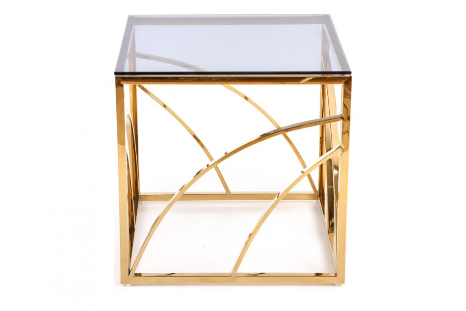 EQUS Konferenční čtvercový stolek na zlatém rámu a skleněnou deskou čirý/zlatý - obrázek 3