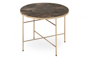 HONES, https://konsimo.cz/kolekce/hones/ Kulatý konferenční stolek s mramorovou deskou hnědá/zlatá - obrázek