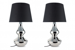 RILA, https://konsimo.cz/kolekce/rila/ Černá stolní lampa v glamour stylu, 2 ks. stříbrná/černá - obrázek