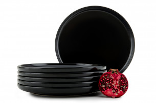 VICTO, https://konsimo.cz/kolekce/victo/ Sada jídelních talířů pro 6 osob černá černá/matná - obrázek