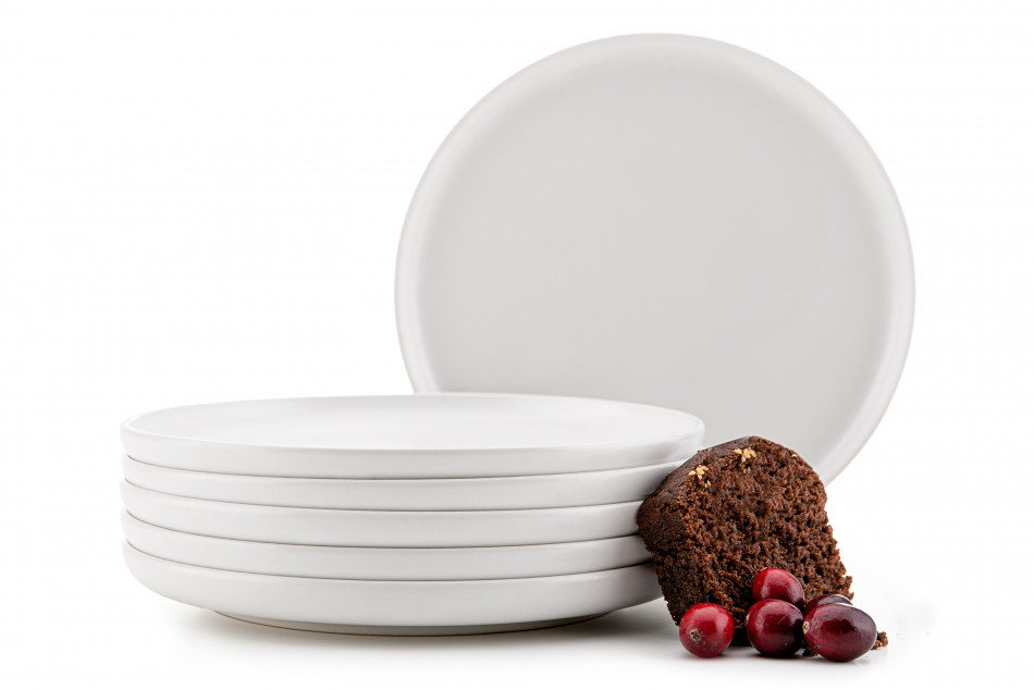 VICTO Sada dezertních talířů pro 6 osob bílá bílá/matná - obrázek 0