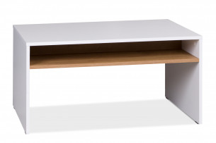 FUNES, https://konsimo.cz/kolekce/funes/ Bílý konferenční stolek do pokoje teenagera bílý/zlatý dub - obrázek