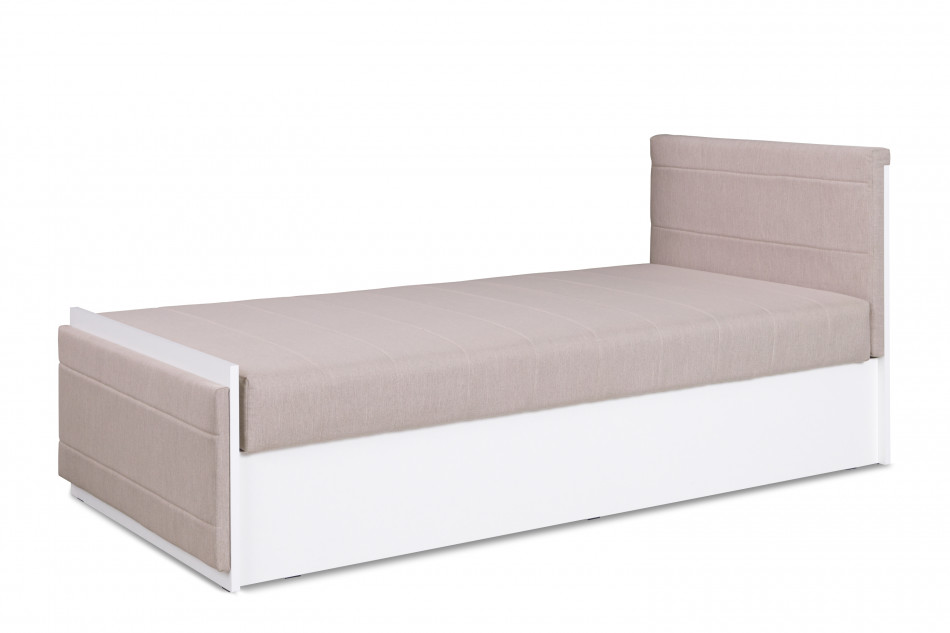 FUNES Pohodlná bílá postel s matrací do pokoje teenagera béžová/bílá - obrázek 0