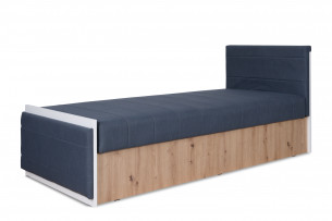 FUNES, https://konsimo.cz/kolekce/funes/ Grafitová pohodlná postel s matrací do pokoje teenagera grafit/dub řemeslný/bílá - obrázek