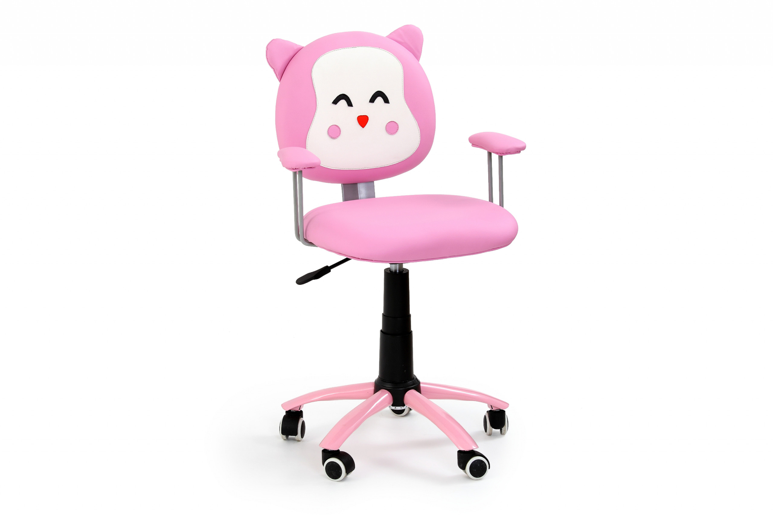 Otočná psací židle pro dívku s růžovými područkami