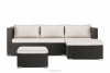 NAPUS Set zahradního nábytku - rohová sedací souprava a taburet, polyratan hnědý pravý / levý hnědá/béžová - obrázek 1