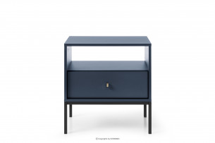 GEMMA, https://konsimo.cz/kolekce/gemma/ Modrý noční stolek na kovových nohách modrý - obrázek