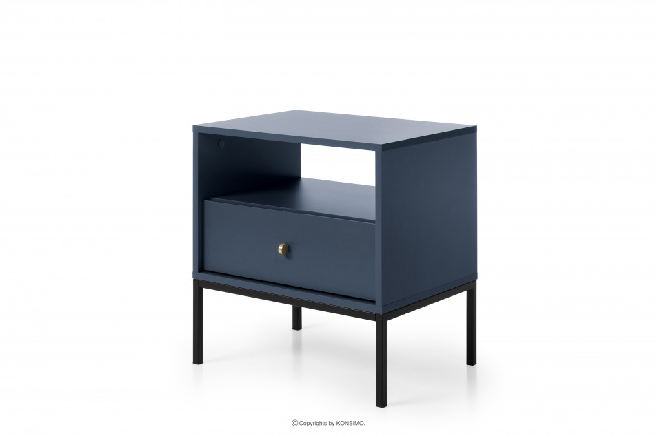 GEMMA Modrý noční stolek na kovových nohách modrý - obrázek 2