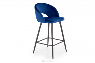 ATHER, https://konsimo.cz/kolekce/ather/ Velurová barová židle s opěradlem tmavě modrá námořnická/černá - obrázek
