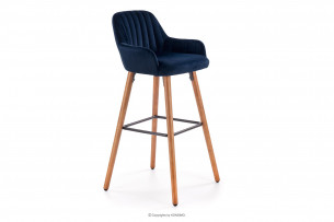ROSTE, https://konsimo.cz/kolekce/roste/ Skandinávská čalouněná barová židle v tmavě modré barvě námořnictvo/ořech - obrázek