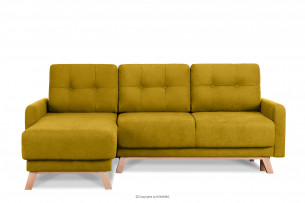 VISNA, https://konsimo.cz/kolekce/visna/ Rozkládací rohová pohovka do obývacího pokoje s úložným prostorem na lůžkoviny, žlutá, levá žlutá - obrázek