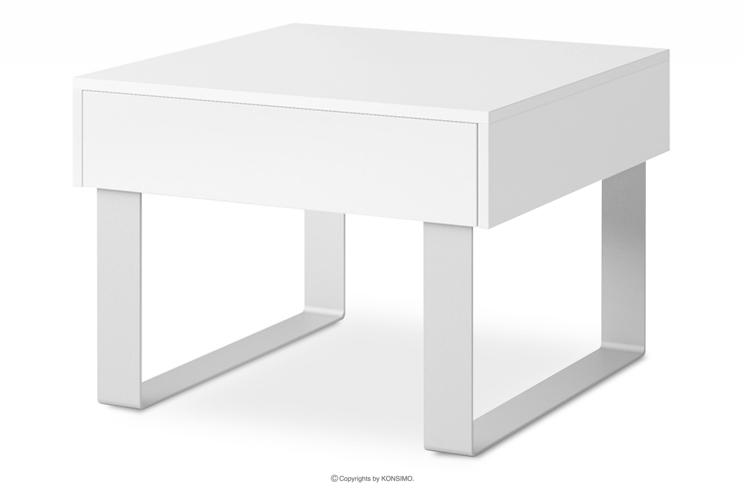 Malý konferenční stolek se zásuvkou bílý lesk
