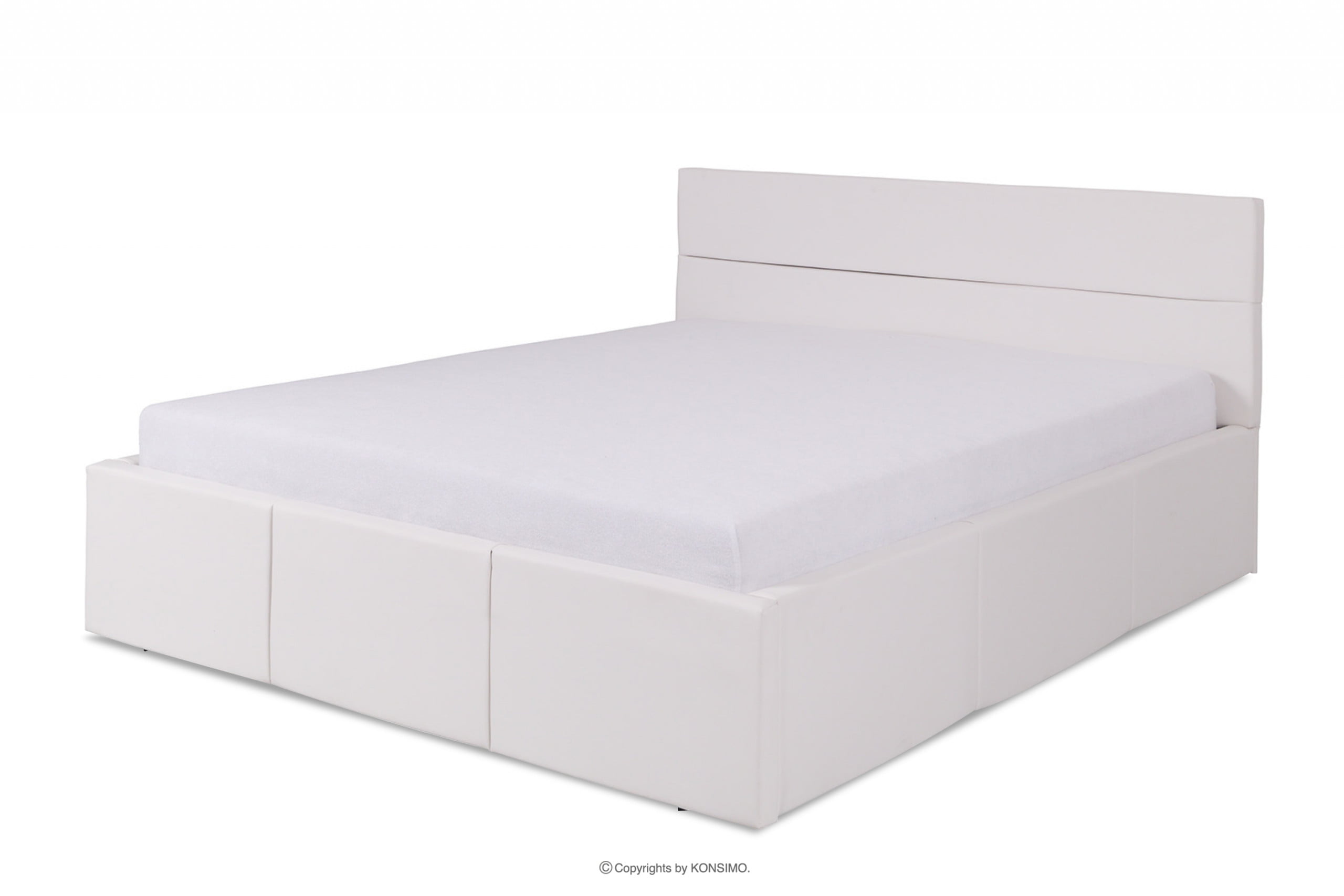 Moderní manželská postel z eko kůže bílá
