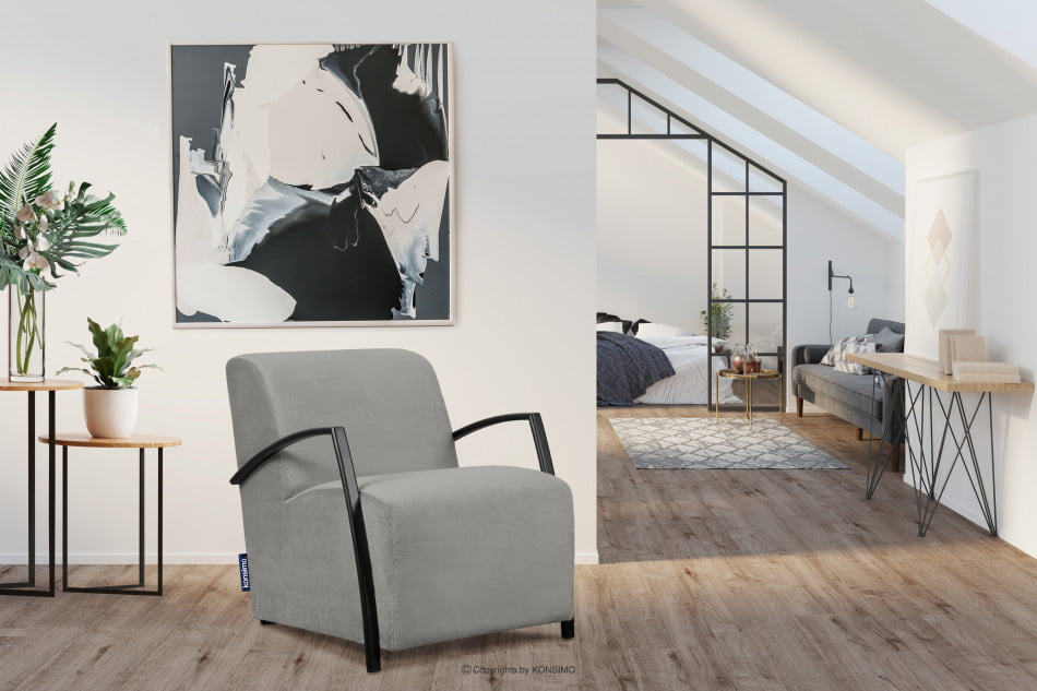CARO Moderní šedé křeslo do obývacího pokoje šedá - obrázek 7