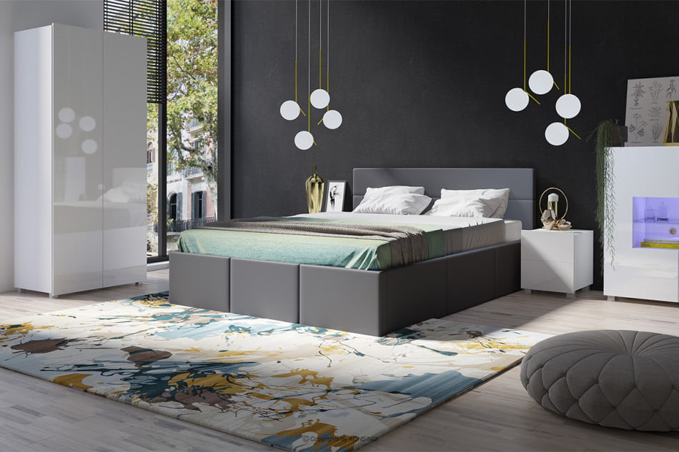 PAVO Moderní manželská postel z eko kůže grafitová grafit - obrázek 4