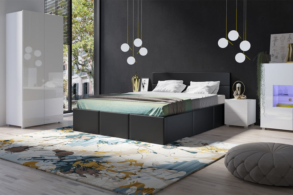 PAVO Moderní manželská postel z eko kůže černá Černá - obrázek 4