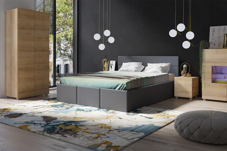 PAVO Moderní manželská postel z eko kůže grafitová grafit - obrázek 5