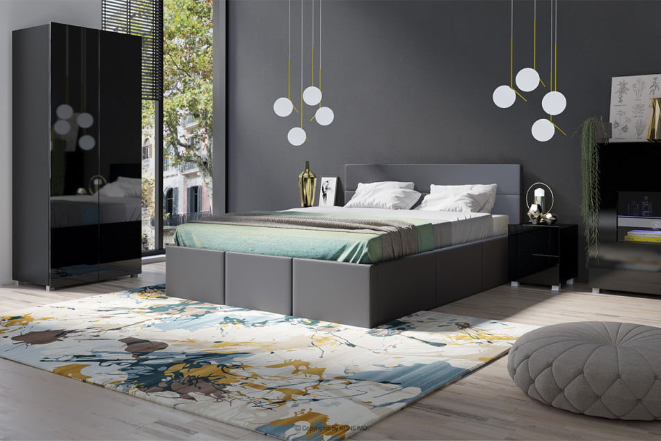 PAVO Moderní manželská postel z eko kůže grafitová grafit - obrázek 1