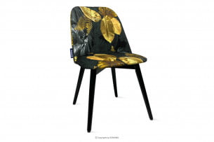 BAKERI, https://konsimo.cz/kolekce/bakeri/ Velurová židle s květinovým vzorem černé zlato - obrázek