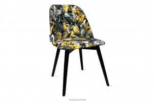 BAKERI, https://konsimo.cz/kolekce/bakeri/ Černá jídelní židle s květinovým vzorem černá/žlutá - obrázek