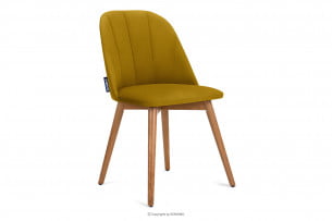 BAKERI, https://konsimo.cz/kolekce/bakeri/ Skandinávská velurová židle žlutá hořčice/světlý dub - obrázek