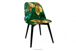 BAKERI, https://konsimo.cz/kolekce/bakeri/ Zelená velurová židle se zlatými květy zelená/zlatá - obrázek