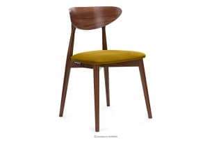 RABI, https://konsimo.cz/kolekce/rabi/ Židle z ořechového dřeva žlutý velur hořčice/střední ořech - obrázek