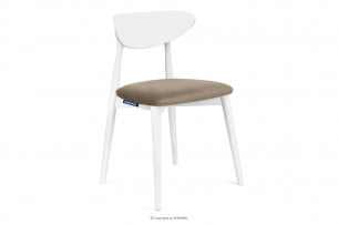 RABI, https://konsimo.cz/kolekce/rabi/ Dřevěná židle bílý a béžový velur béžová/bílá - obrázek